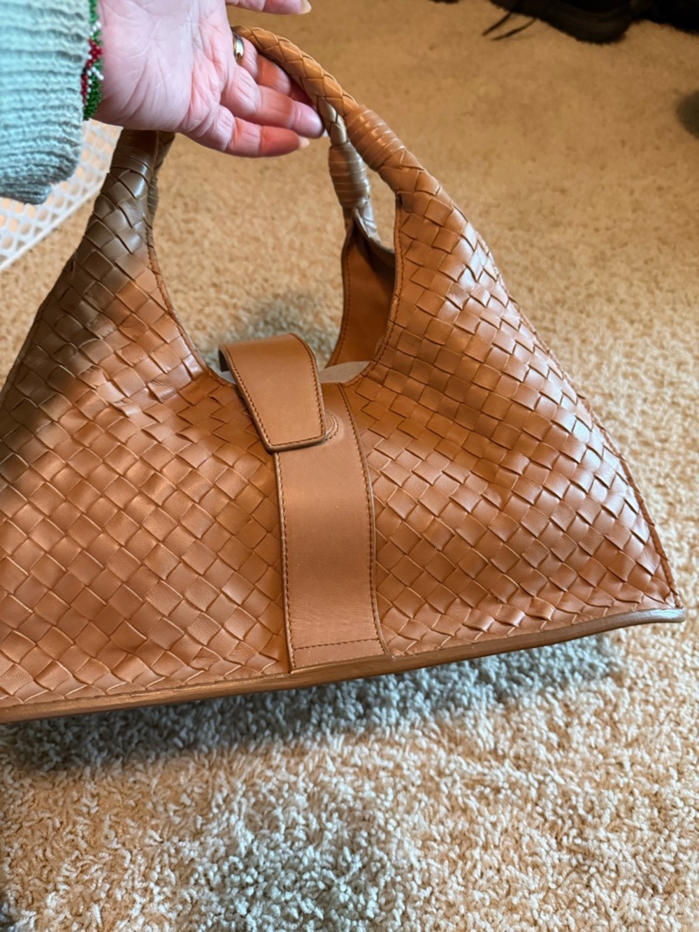 Bottega Veneta Tan Woven Hobo Shoulder Bag